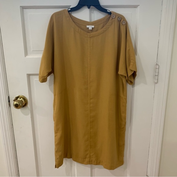 J. Jill Kimono Sleeve Boxy Knit Shift Dress Lagenlook Mustard Fall Size Medium - Picture 2 of 11